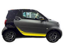 Automotive sticker applied to a car exterior